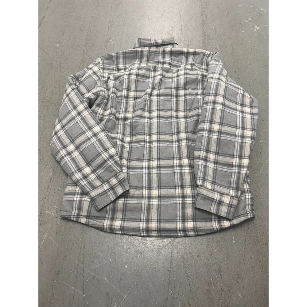 Wrangler Flannel Jacket Men Medium Gray Plaid Sherpa Lined Rugged Lumberjack NWT